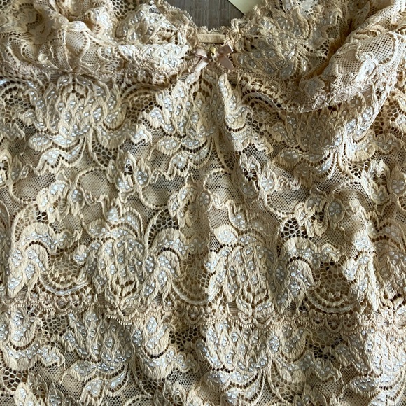 NWT In Bloom by Jonquin Gold Lace Slip Nightie Dress Sz L - Picture 2 of 3